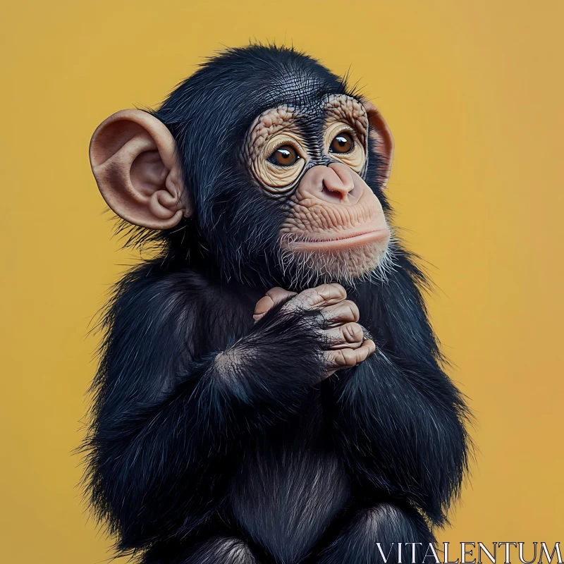 Adorable Chimpanzee Portrait in Realistic Detail AI Image