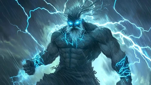 Thunder God Wielding Lightning