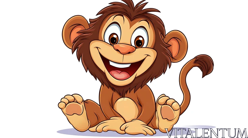 AI ART Cute and Happy Monkey Cartoon Character