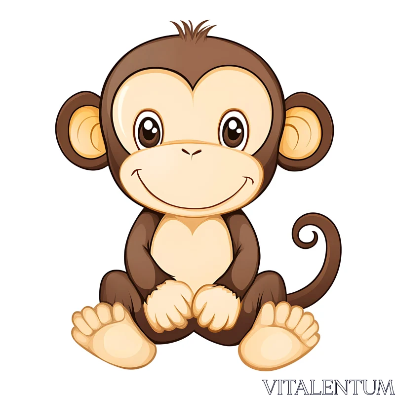 AI ART Smiling Monkey Cartoon Illustration