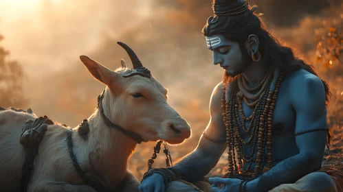 Peaceful Evening with Shiva and Sacred Bull