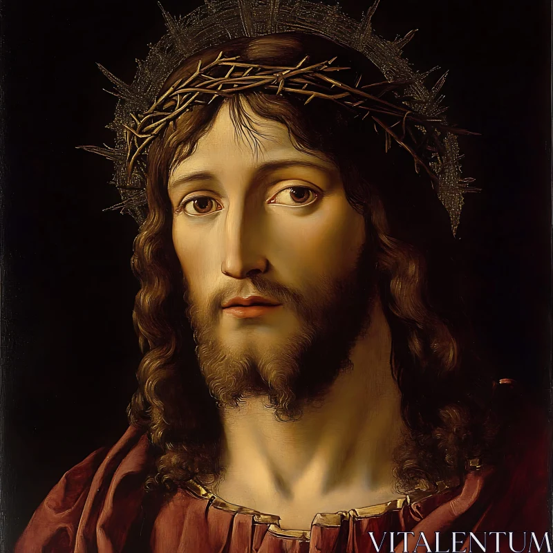 Portrait of Jesus Christ with Crown of Thorns AI Image