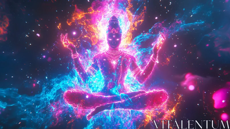 Radiant Spiritual Meditation in Space AI Image