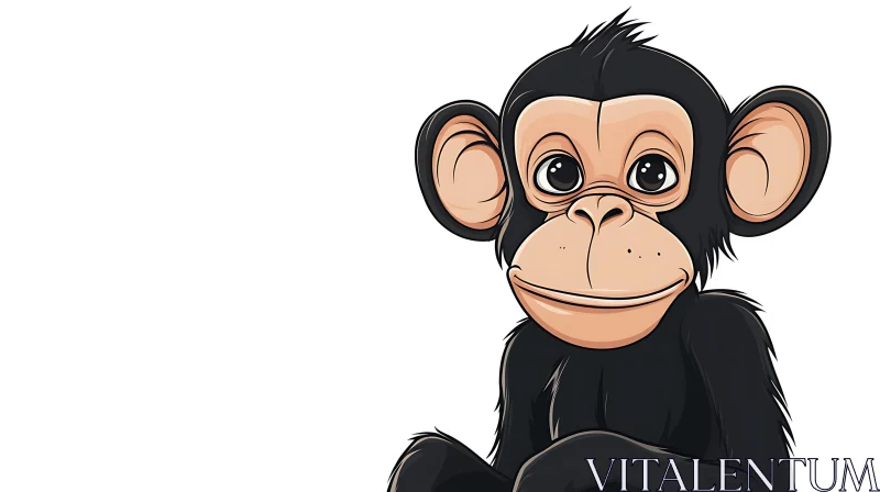 Cute Baby Chimpanzee Cartoon AI Image