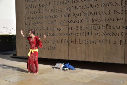 Street Performer Dancing in Red