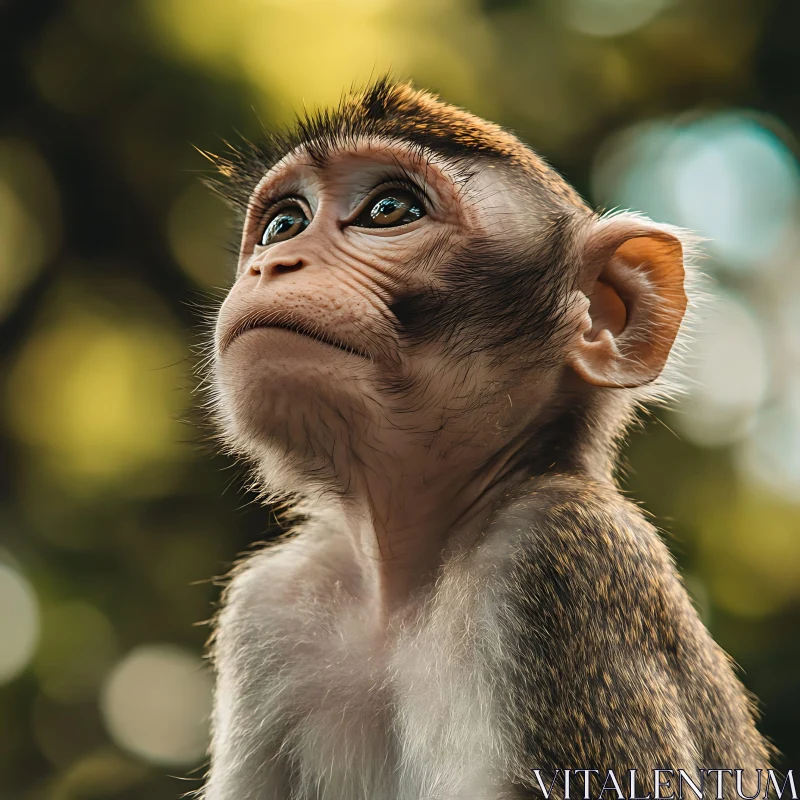 AI ART Pensive Young Monkey in Forest