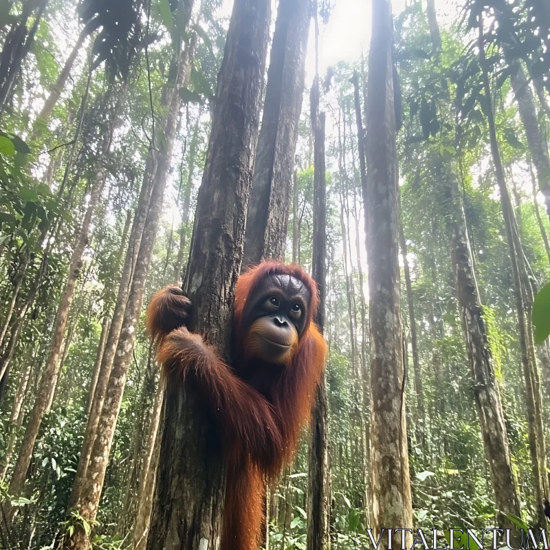 Orangutan in a Dense Jungle AI Image