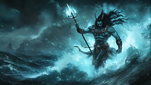 Mighty Ocean God Amidst the Storm