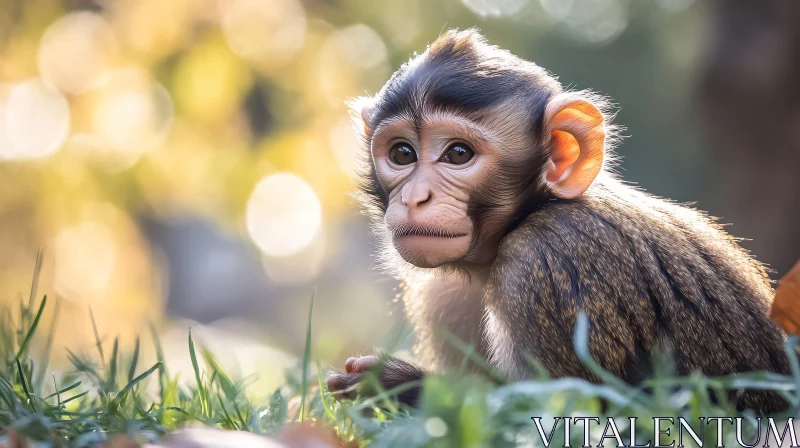 AI ART Young Monkey in Serene Natural Setting