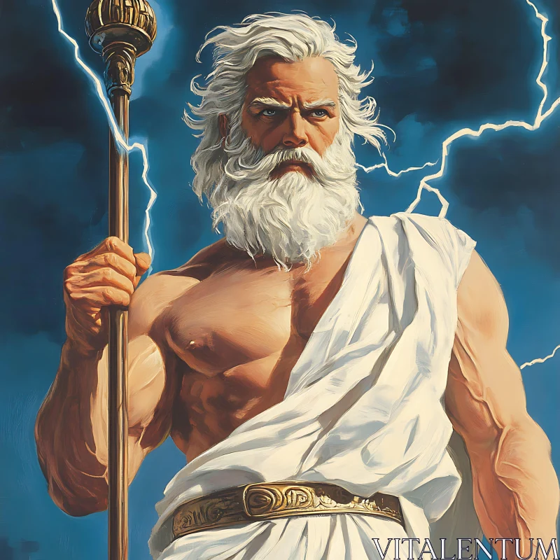 Mythological Storm God Portrait AI Image