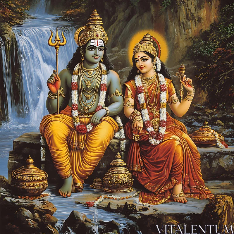 Hindu Mythological Art by Waterfall AI Image