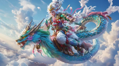 Legendary Dragon Rider in the Clouds