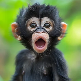 Astonished Young Monkey in Nature