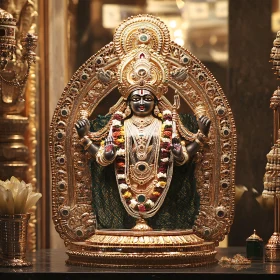 Luxurious Temple Idol with Jewelry and Garland