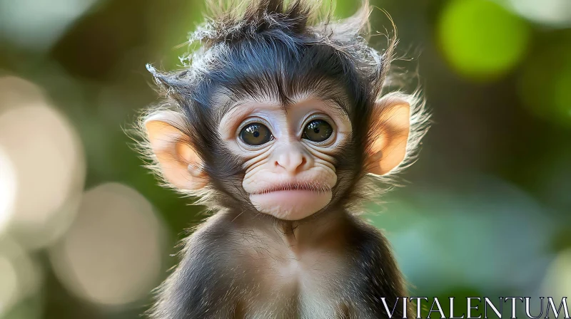 AI ART Cute Baby Monkey in Natural Setting