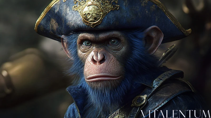 Chimpanzee in Pirate Costume AI Image