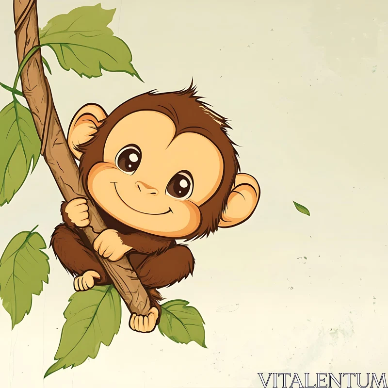 AI ART Cute Monkey Cartoon in Jungle Setting