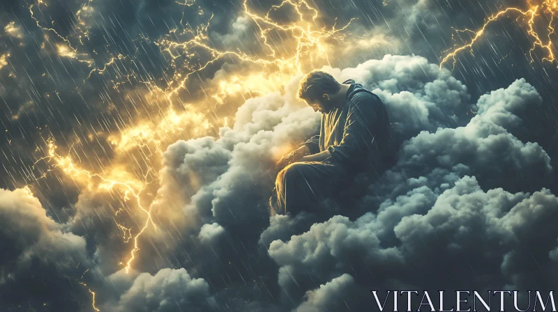 Man in the Heart of a Stormy Sky AI Image