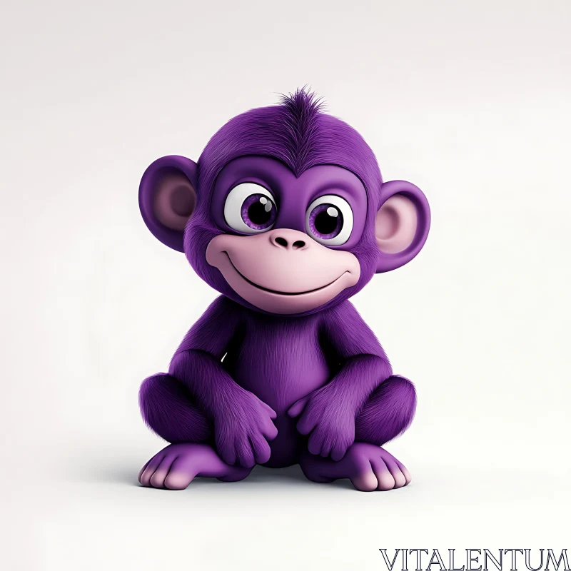 Cute Purple Cartoon Monkey Character Illustration AI Image