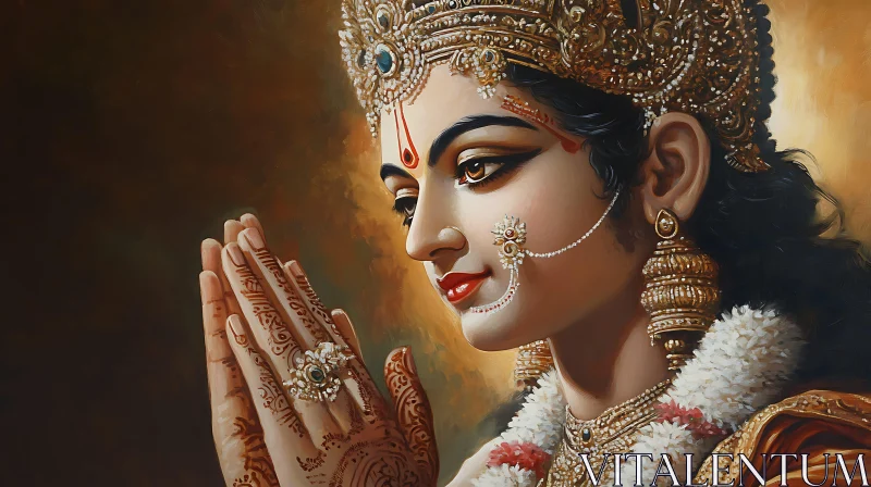 AI ART Hindu Goddess Portrait with Detailed Attire and Jewelry