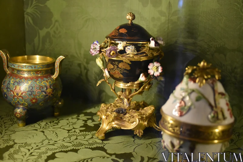 PHOTO Ornate Vases with Floral Patterns