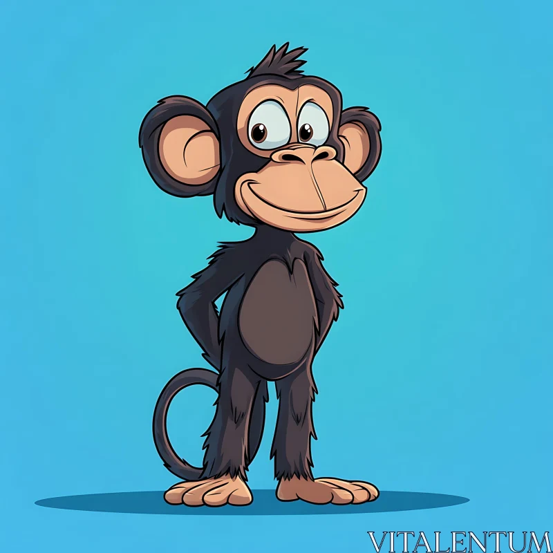 AI ART Friendly Cartoon Chimp Illustration