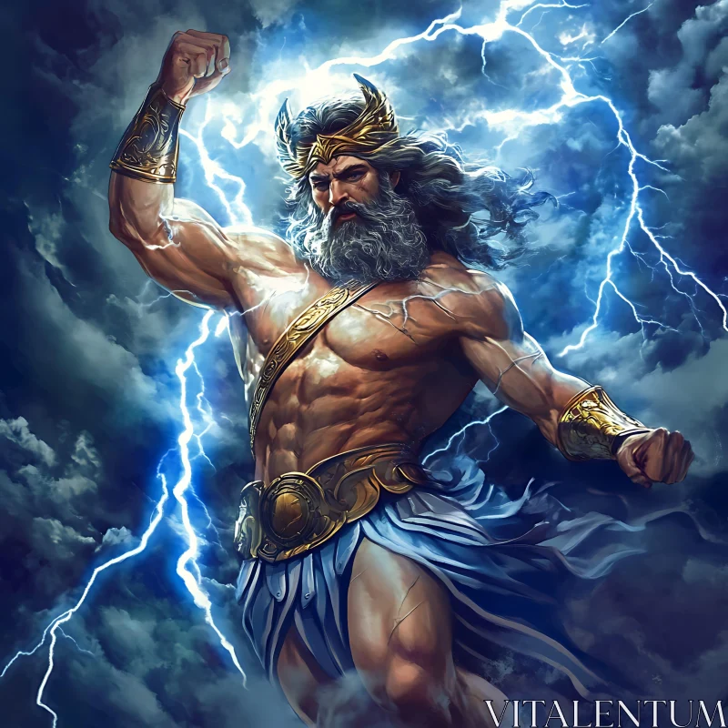 Greek Mythology: Zeus Summoning Lightning AI Image