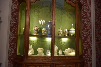 Antique Porcelain Collection in Display Case