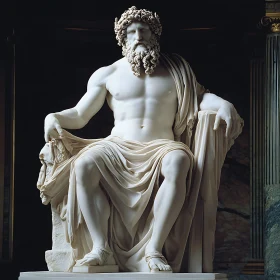 Majestic Marble Statue of Ancient Greek God