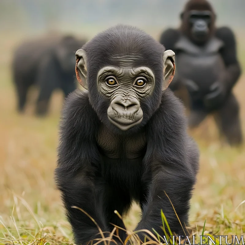 Young Gorilla in Natural Habitat AI Image