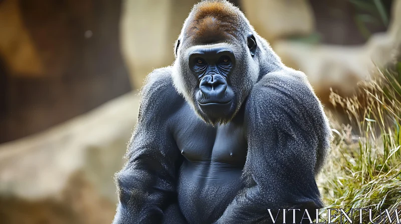 Gorilla Sitting in the Wild AI Image