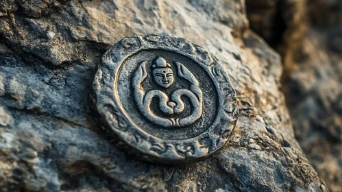 Mystical Emblem Engraved in Rocky Surface