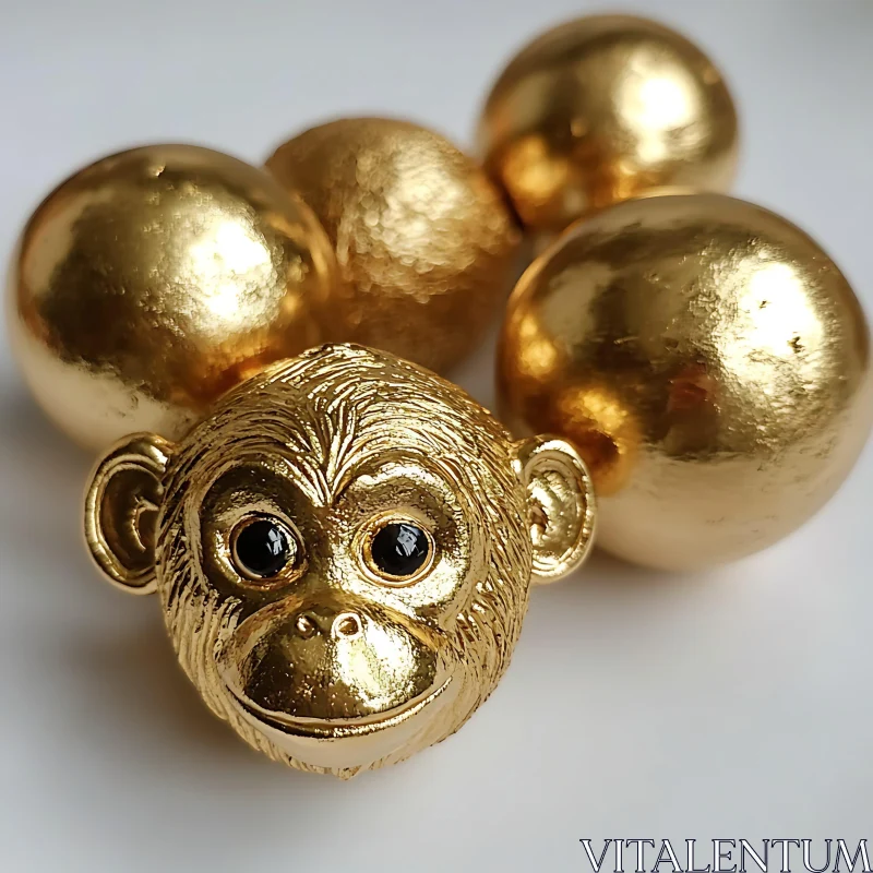 Golden Monkey Art with Spheres AI Image