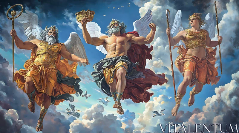 AI ART Winged Greek Deities Among the Clouds