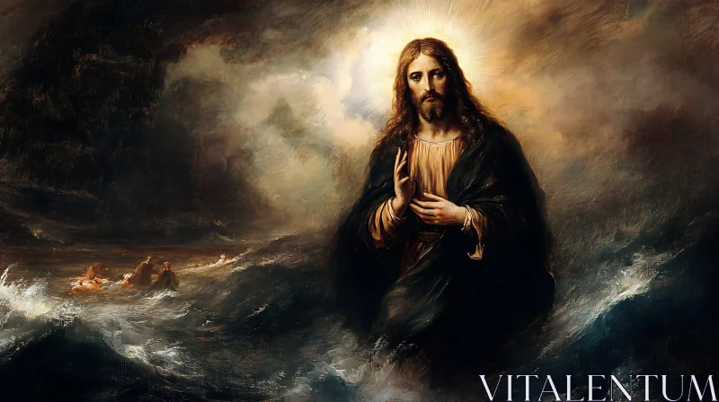 AI ART Divine Presence in Stormy Waters