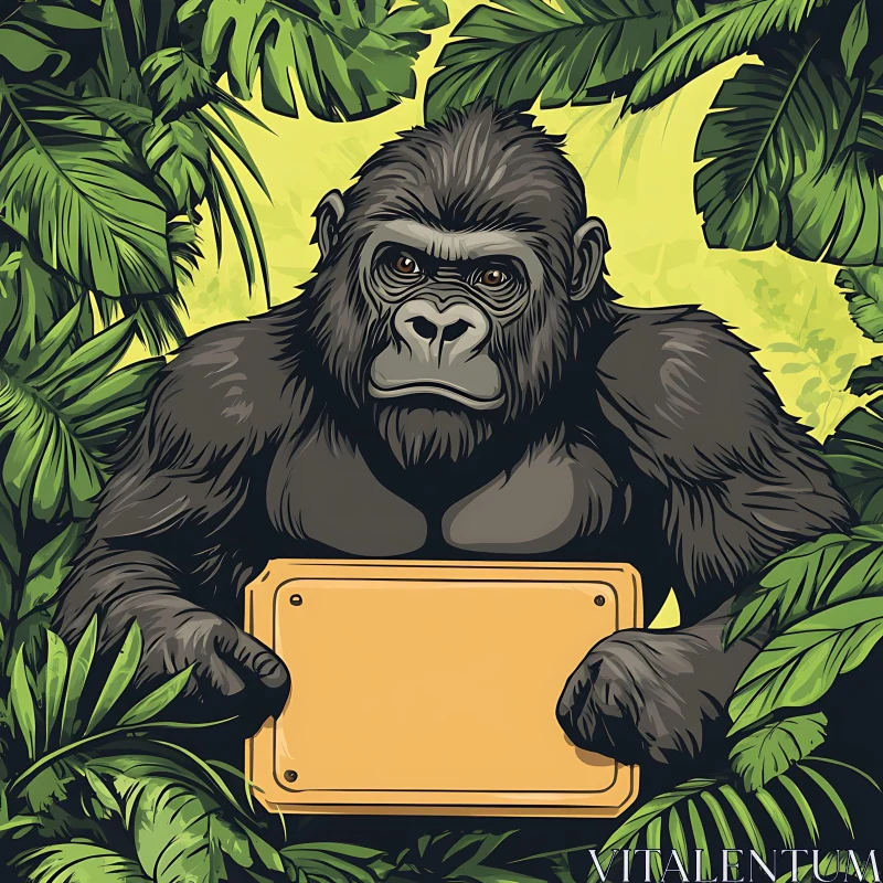 Gorilla Illustration in Jungle AI Image