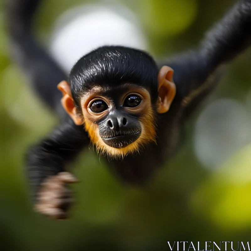 Playful Juvenile Monkey in a Lush Jungle Playful Juvenile Monkey in a Lush Jungle
