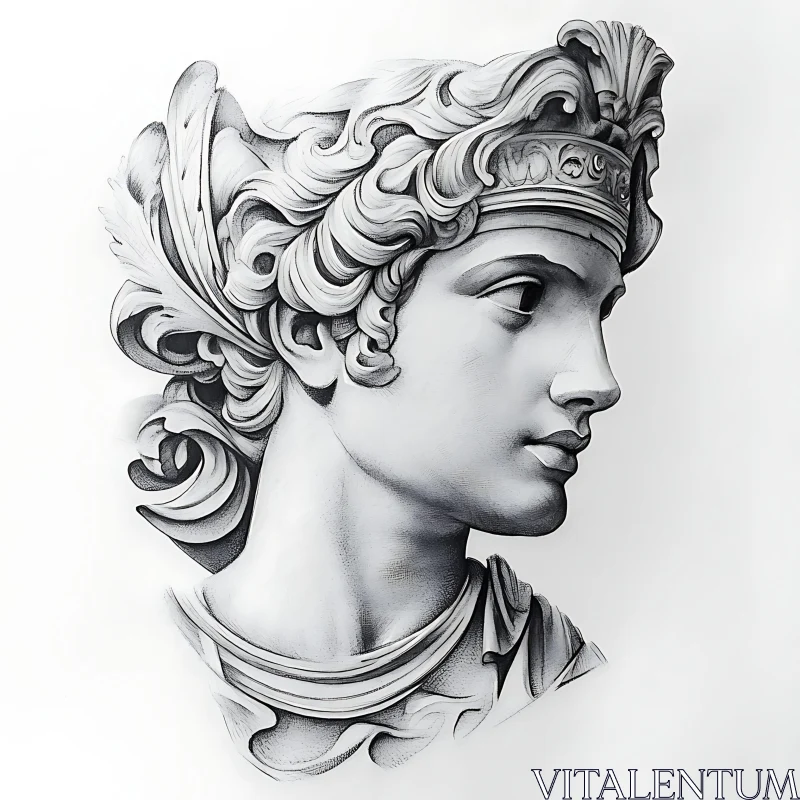 Intricate Stone Statue of a Young Man AI Image