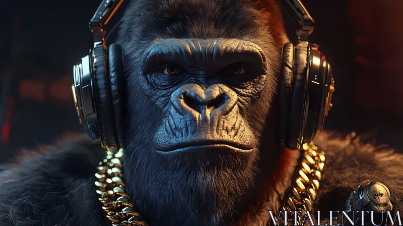 Gorilla Wearing Headphones and Jewelry Gorilla Wearing Headphones and Jewelry