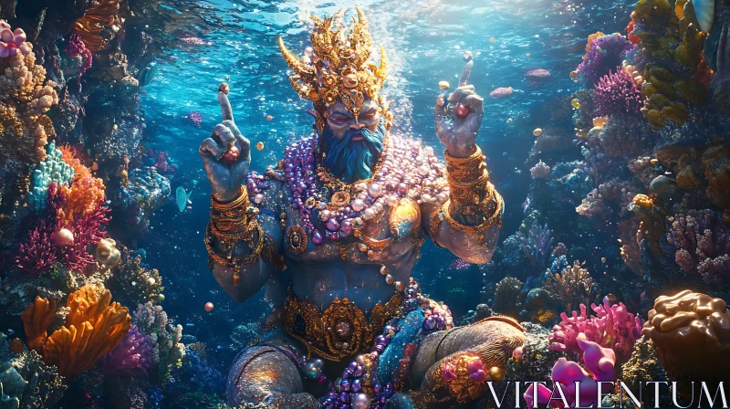 Regal Underwater Being in Vibrant Coral Reef Regal Underwater Being in Vibrant Coral Reef