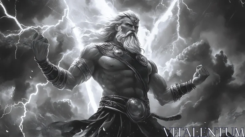 Powerful Mythical Deity in Stormy Skies Powerful Mythical Deity in Stormy Skies