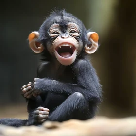 Happy Young Monkey Laughing