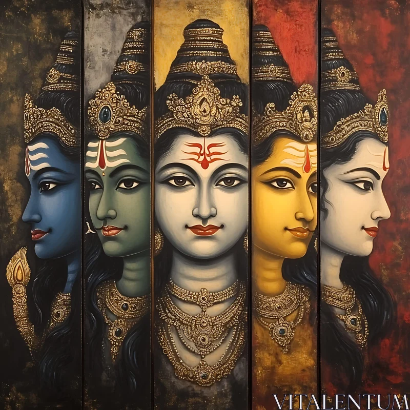 AI ART Intricate Deity Panels with Diverse Colors