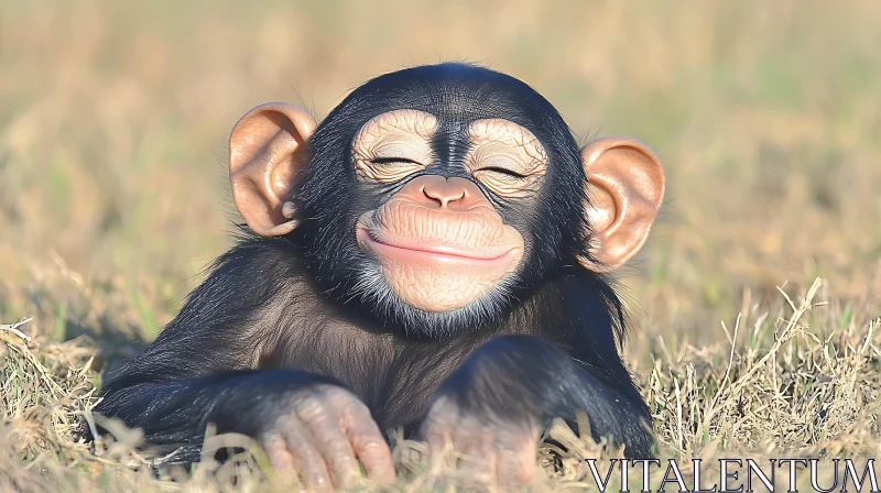 Content Baby Monkey on Grass AI Image