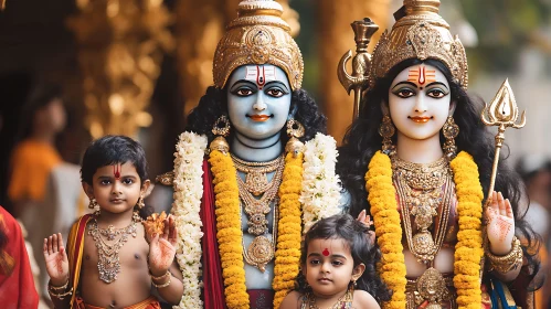 Hindu Divine Family Portrait