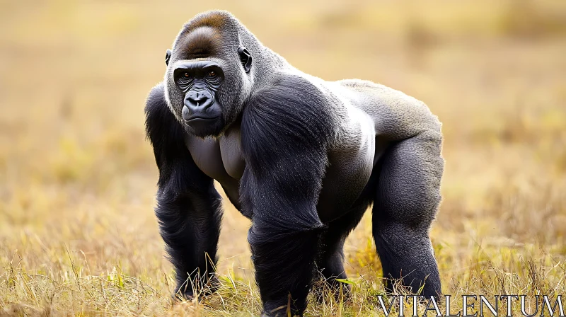 Majestic Gorilla in Natural Habitat AI Image