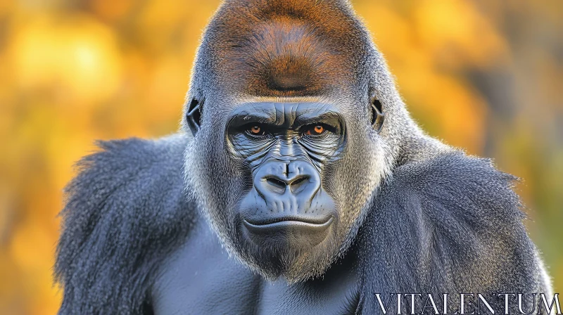 Gorilla Close-Up in Nature AI Image