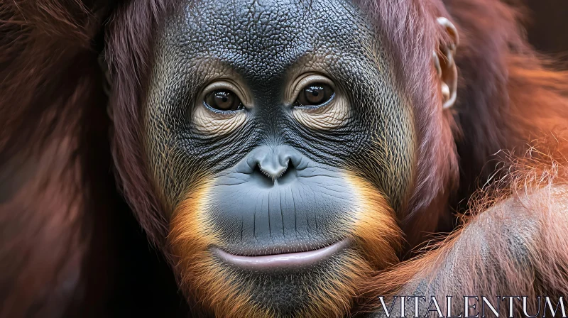 Intimate Orangutan Close-up AI Image