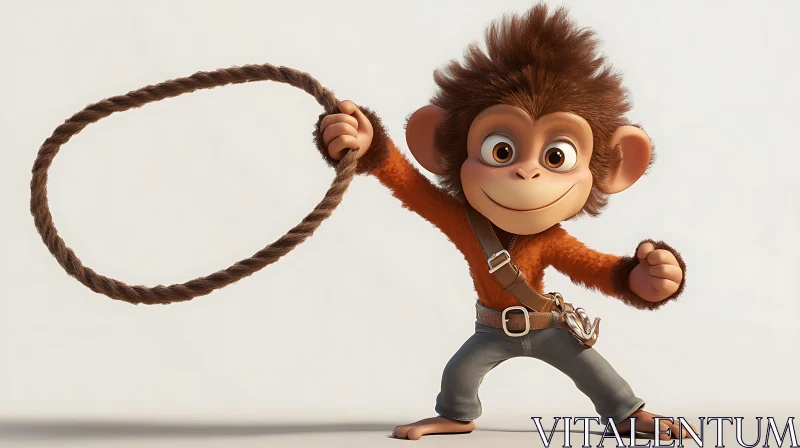 Animated Monkey with Lasso AI Image