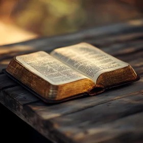 Open Antique Book With Yellowed Pages